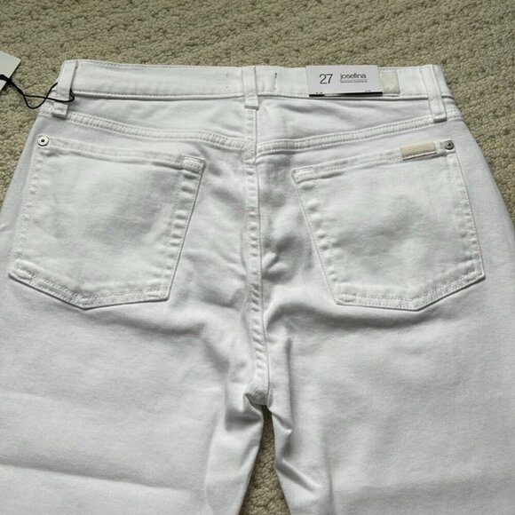 7 For All Mankind NWT Josefina Feminine Boyfriend Jeans in White Size 27 NEW - Picture 6 of 16